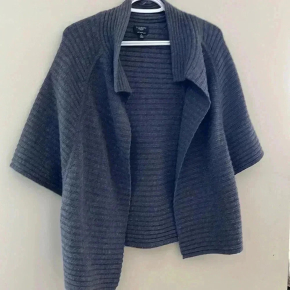 [SP]Talbot Fine Merino Wool Women Petite Gray  Cardigan/ Poncho - Picture 4 of 11
